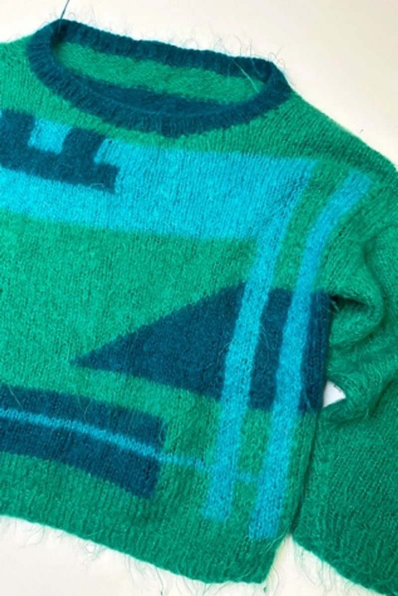 1980s Geometrical Wool Sweater Selected by Cherry