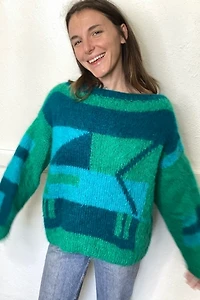 1980s Geometrical Wool Sweater Selected by Cherry