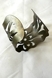 1970s Flower Cut Out Brass Cuff Selected by Cherry