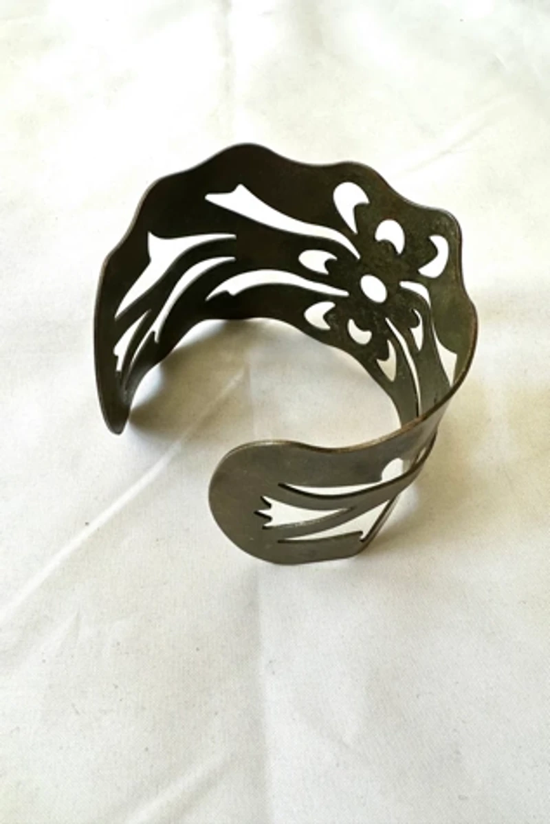 1970s Flower Cut Out Brass Cuff Selected by Cherry