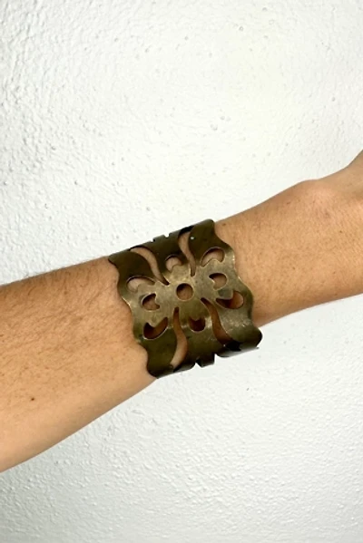 1970s Flower Cut Out Brass Cuff Selected by Cherry