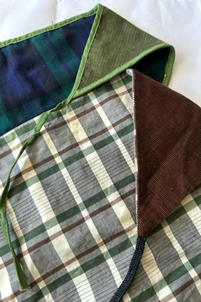 1960s Plaid & Corduroy Hair Kerchiefs Selected by Cherry