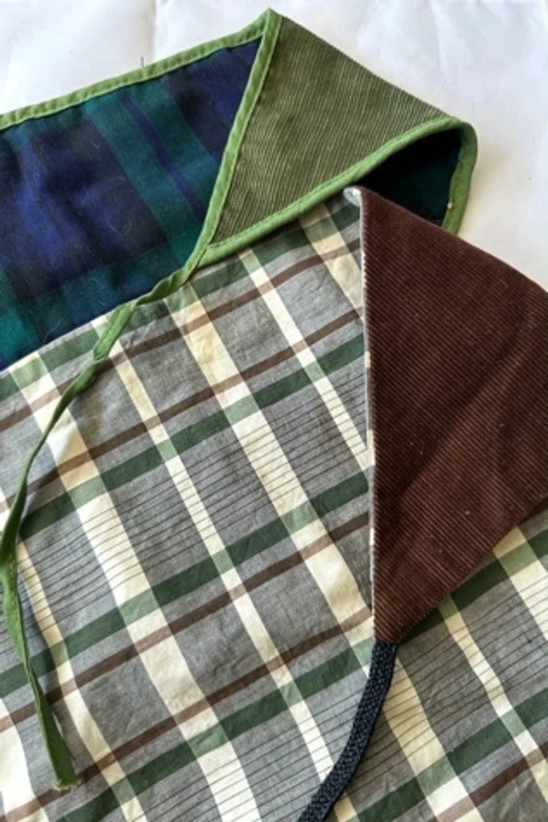 1960s Plaid & Corduroy Hair Kerchiefs Selected by Cherry