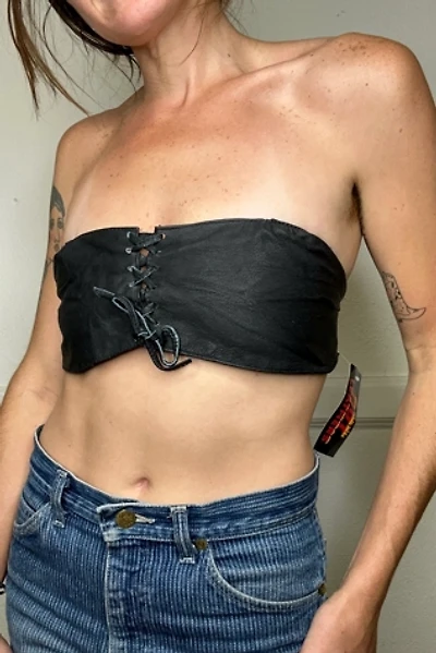 1980s Deadstock Lace Up Leather Bandeau Top Selected by Cherry