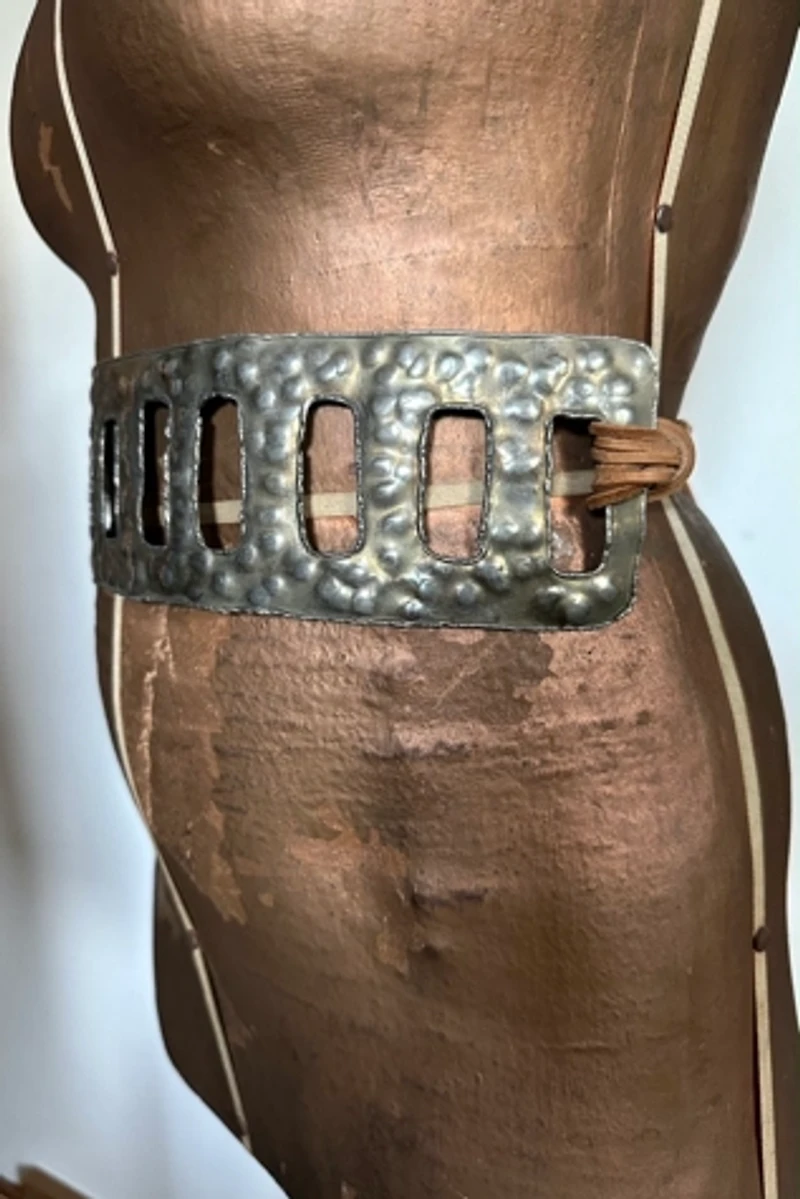 1980s Brutalist Brass and Leather Gladiator Belt Selected by Cherry