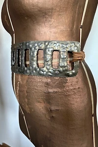 1980s Brutalist Brass and Leather Gladiator Belt Selected by Cherry