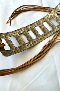 1980s Brutalist Brass and Leather Gladiator Belt Selected by Cherry