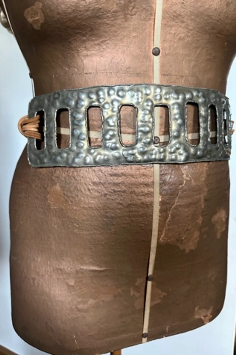 1980s Brutalist Brass and Leather Gladiator Belt Selected by Cherry