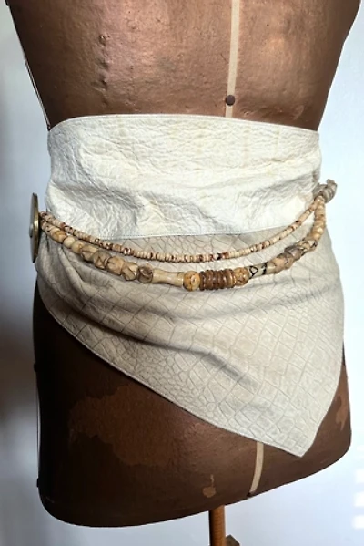 1980s Natural Leather Beaded Savage Belt Selected by Cherry