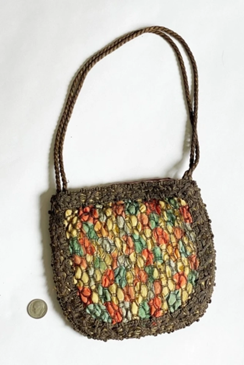 Antique 1915 Silk Ribbon Bag Selected by FernMercantile