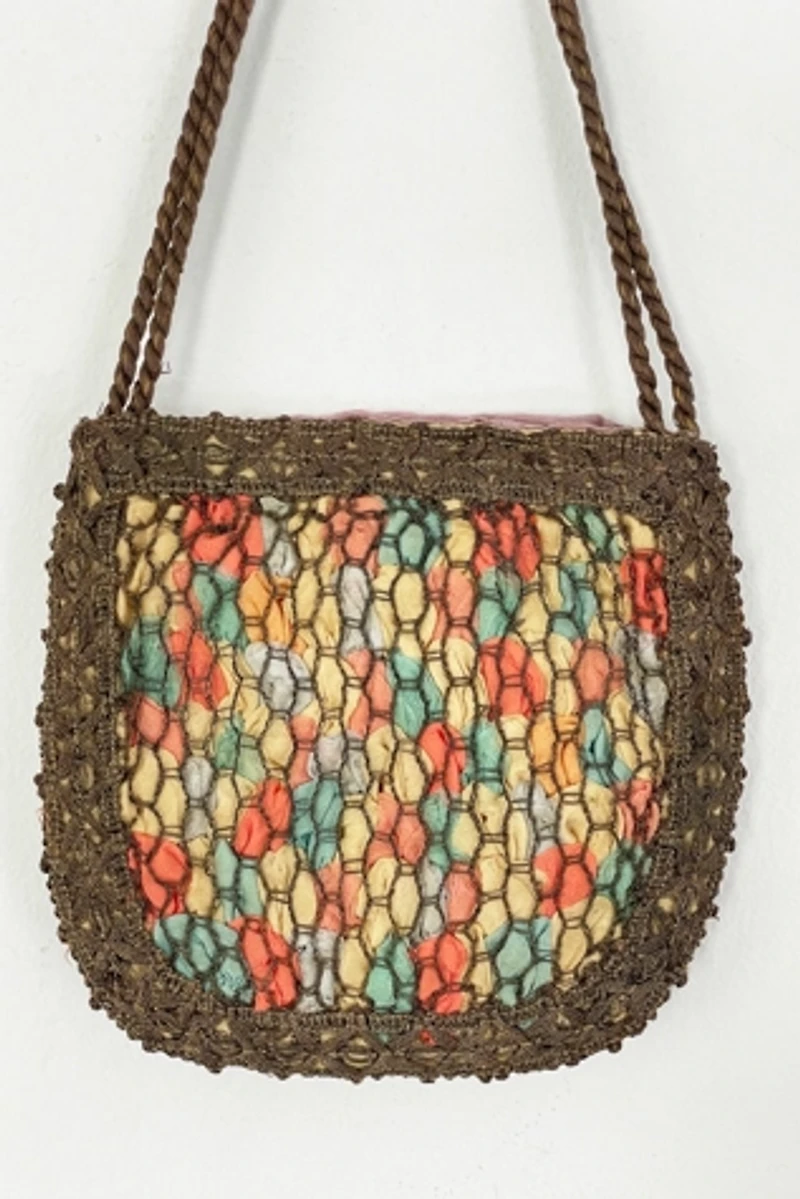 Antique 1915 Silk Ribbon Bag Selected by FernMercantile