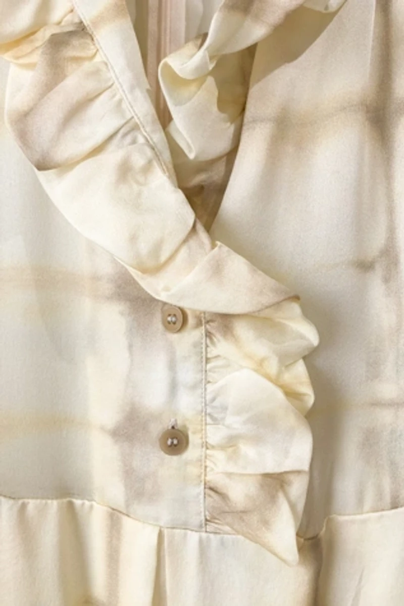 Raquel Allegra Cream Tie-Dye Grid Dress Selected by The Curatorial Dept.