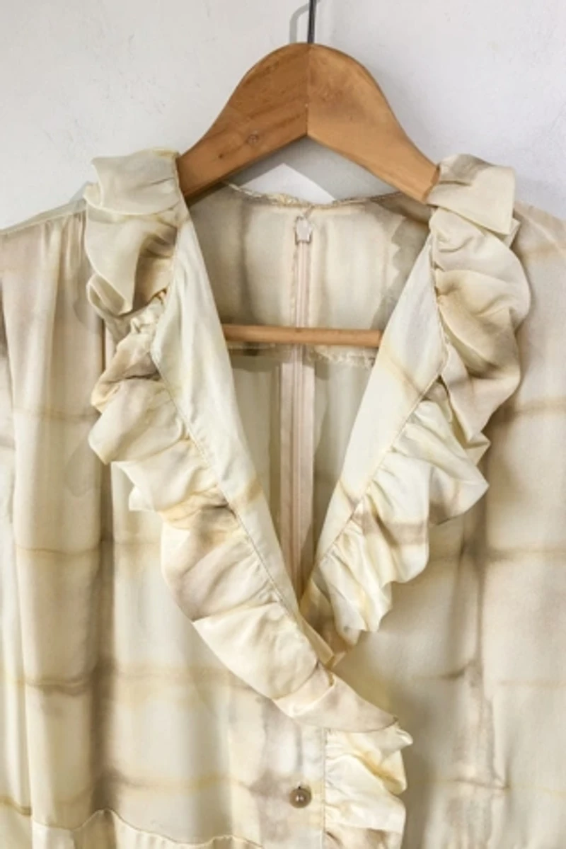 Raquel Allegra Cream Tie-Dye Grid Dress Selected by The Curatorial Dept.