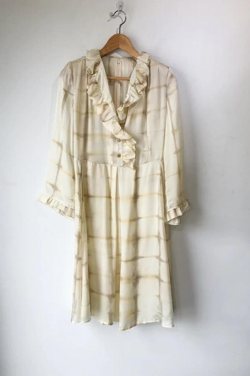 Raquel Allegra Cream Tie-Dye Grid Dress Selected by The Curatorial Dept.