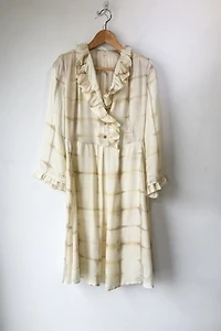 Raquel Allegra Cream Tie-Dye Grid Dress Selected by The Curatorial Dept.