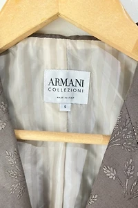Armani Collezioni Grey Silk Wheat Print Jacket Selected by The Curatorial Dept.