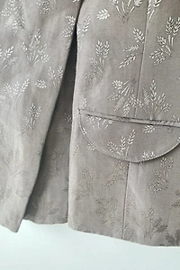 Armani Collezioni Grey Silk Wheat Print Jacket Selected by The Curatorial Dept.