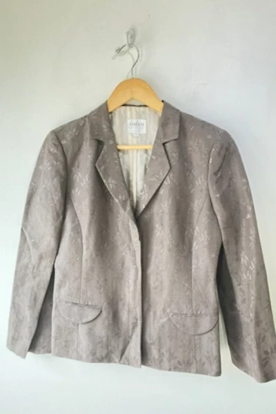 Armani Collezioni Grey Silk Wheat Print Jacket Selected by The Curatorial Dept.