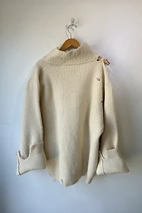 Hed Mayner White Thrashed Sweater Selected by The Curatorial Dept.
