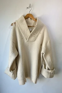 Hed Mayner White Thrashed Sweater Selected by The Curatorial Dept.