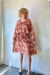 Raquel Allegra Orange Silk Tie-Dye Dress Selected by The Curatorial Dept.