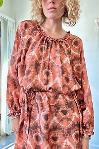 Raquel Allegra Orange Silk Tie-Dye Dress Selected by The Curatorial Dept.