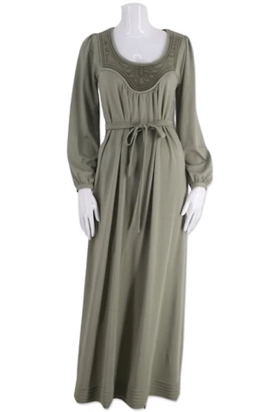 1970s Sage Green Trapunto Peasant Dress Selected By Ritual Vintage