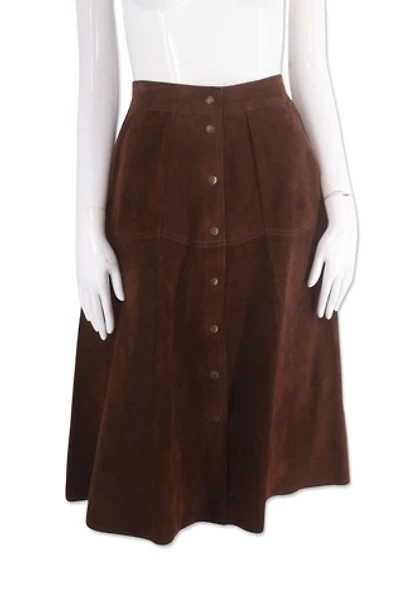 1970s Brown Suede Snap Front Skirt Selected By Ritual Vintage