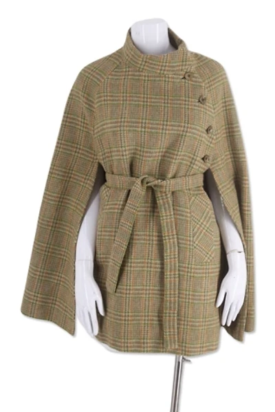1960s Plaid Wool Belted Capelet Selected By Ritual Vintage
