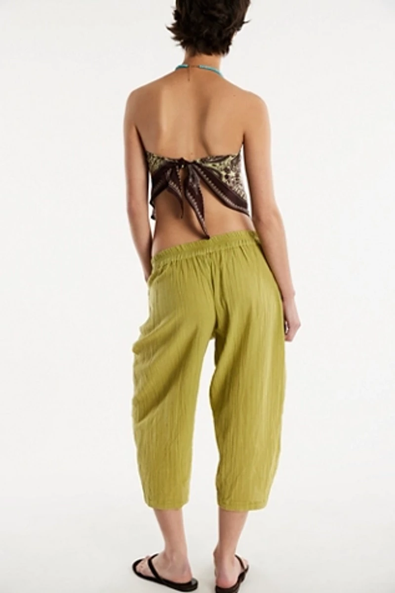 Gianna Ruched Gaucho Pull-On Pants