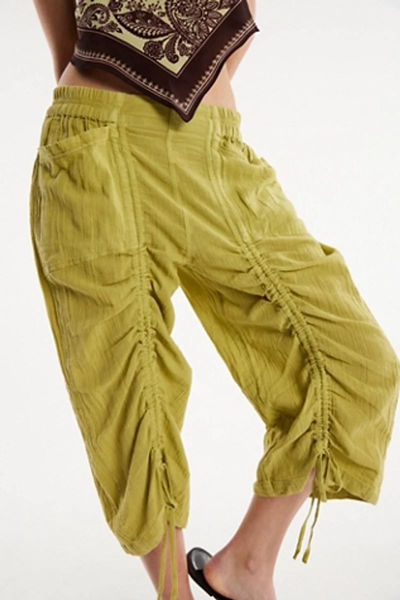 Gianna Ruched Gaucho Pull-On Pants