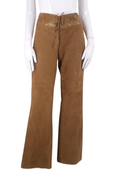 1990s Ralph Lauren Suede Lace Up Pants Selected By Ritual Vintage