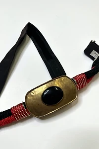 1980s Woven Belt with Brass Buckle and Stone Selected by Cherry