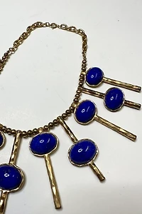 1960s Gold Tone Collar Necklace with Blue Stones Selected by Cherry