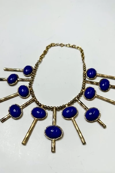1960s Gold Tone Collar Necklace with Blue Stones Selected by Cherry
