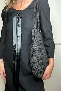 1980s Black Woven Bag Selected by Cherry