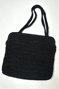 1980s Black Woven Bag Selected by Cherry