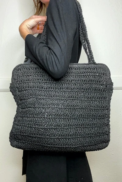 1980s Black Woven Bag Selected by Cherry