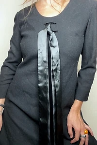 1960s French Black Wool Holiday Cocktail Dress Selected by Cherry