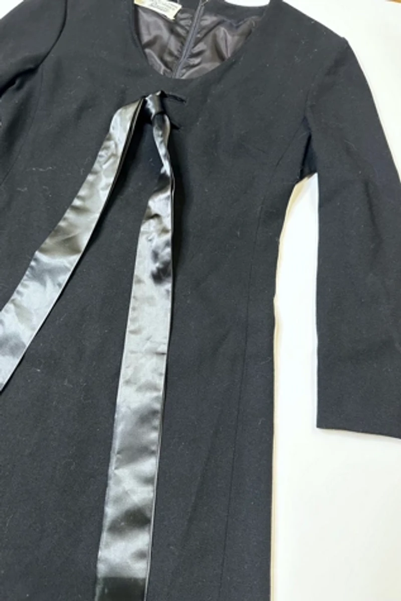 1960s French Black Wool Holiday Cocktail Dress Selected by Cherry