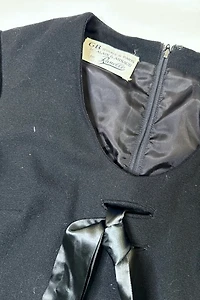 1960s French Black Wool Holiday Cocktail Dress Selected by Cherry