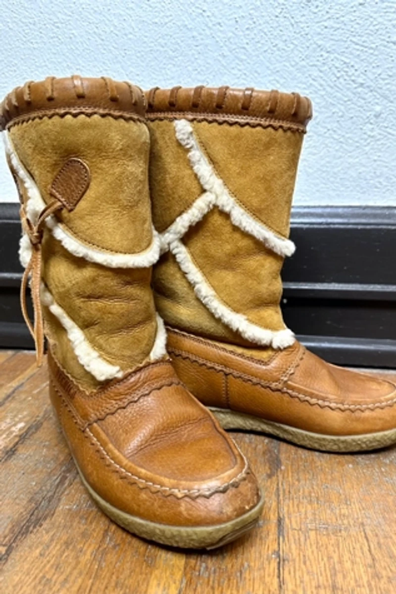 1980s Shearling Patchwork Leather Boots Selected by Cherry