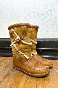 1980s Shearling Patchwork Leather Boots Selected by Cherry