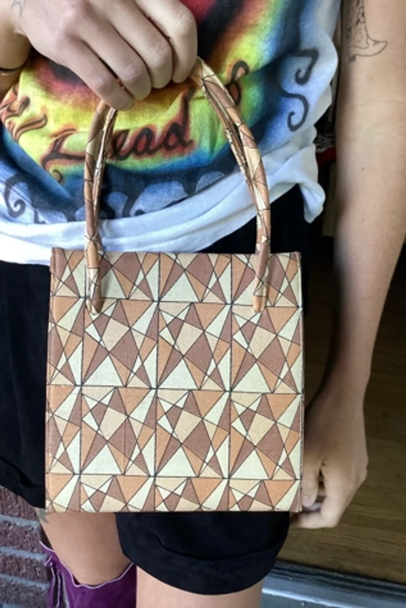 Deadstock 1950s Mosaic Print Box Frame Handbag Selected by Cherry
