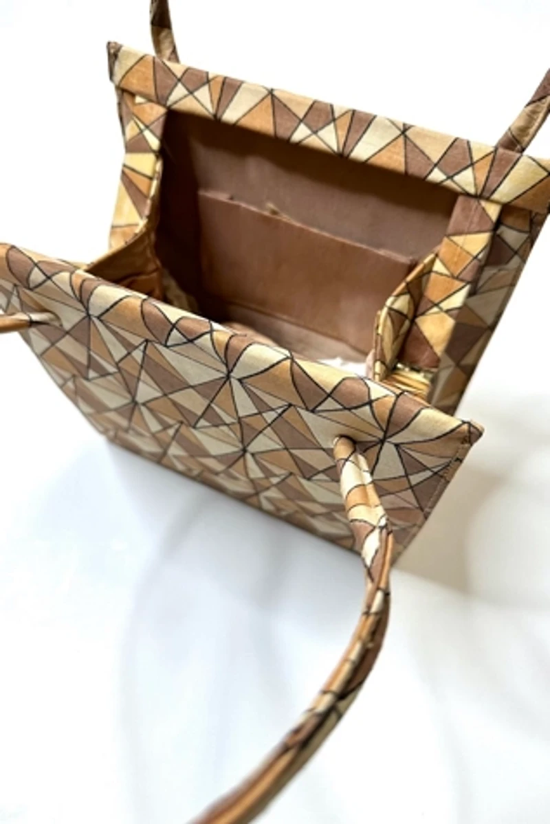 Deadstock 1950s Mosaic Print Box Frame Handbag Selected by Cherry