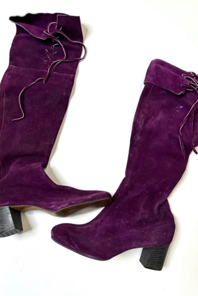 1960s Purple Suede Knee High Boots Selected by Cherry