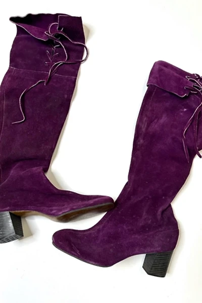 1960s Purple Suede Knee High Boots Selected by Cherry