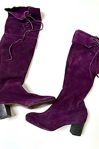 1960s Purple Suede Knee High Boots Selected by Cherry