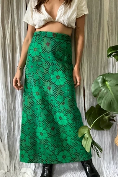 1960s Green Tapestry Maxi Skirt Selected by Grievous Angel Vintage