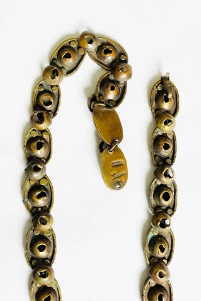 Vintage Artisan Mid Century Brutalist Brass Necklace Belt Necklace Selected by FernMercantile